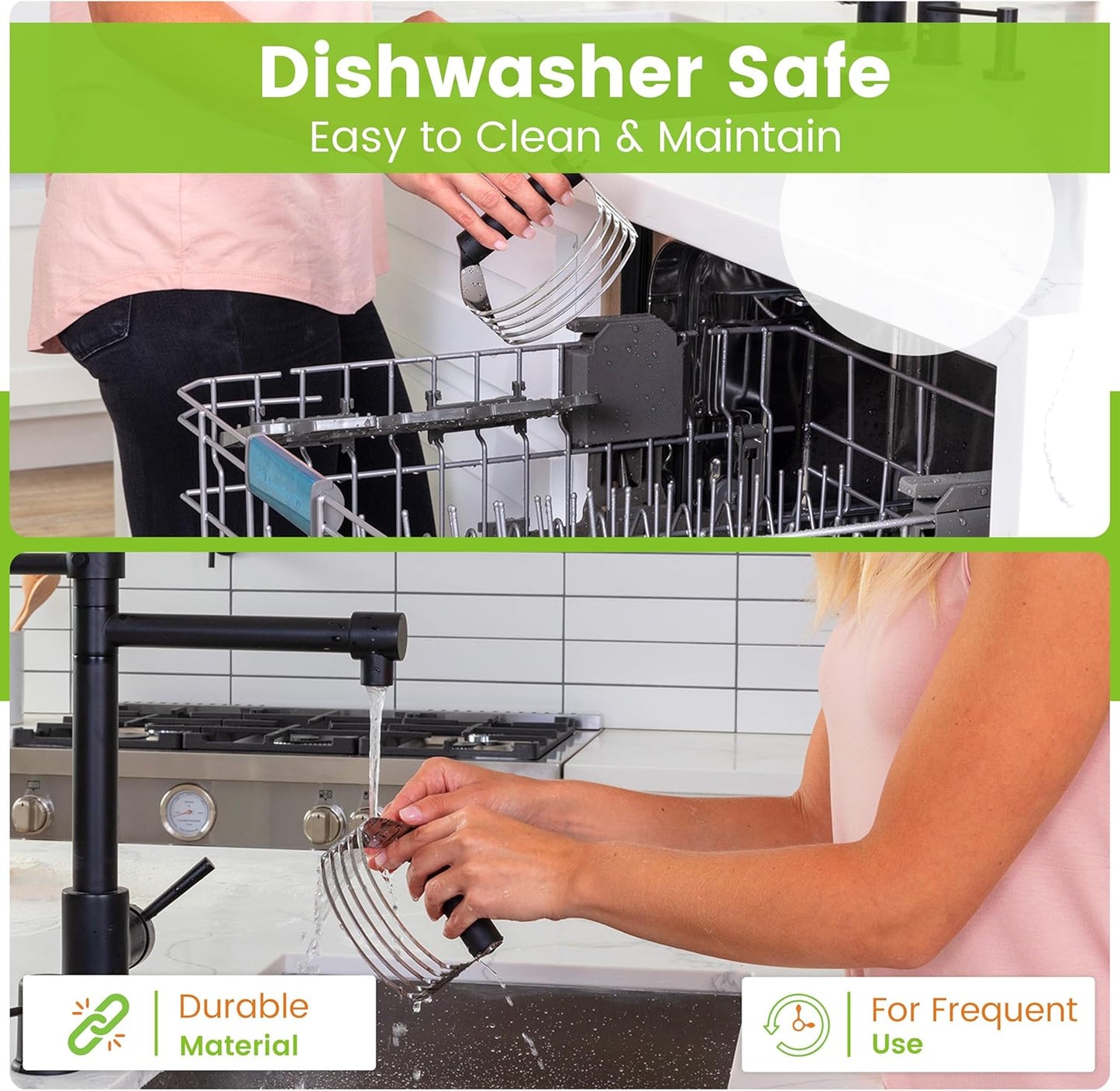 Dough Blender & Pastry Cutter Tool, Stainless Steel Pastry Blender & Bench Scraper for Pizza, Nut, Pie - Multipurpose Dough Cutter & Scraper Tool for Baking with Soft Grip Handles - Black