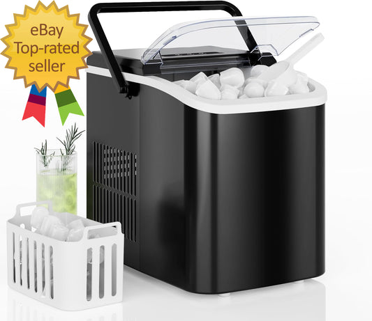 Countertop Ice Maker with Handle 26Lbs 24H Portable Ice Machine