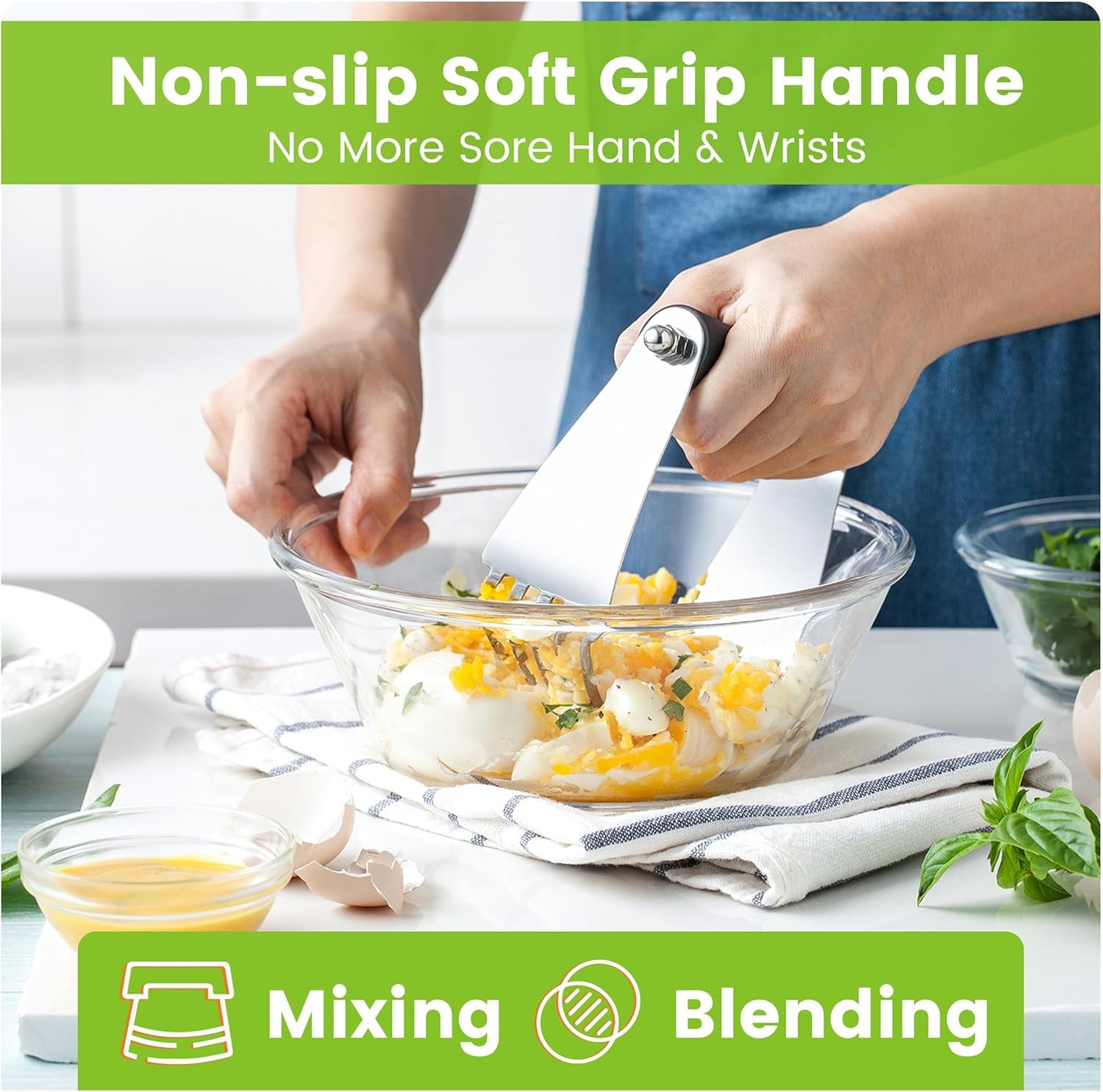 Dough Blender & Pastry Cutter Tool, Stainless Steel Pastry Blender & Bench Scraper for Pizza, Nut, Pie - Multipurpose Dough Cutter & Scraper Tool for Baking with Soft Grip Handles - Black