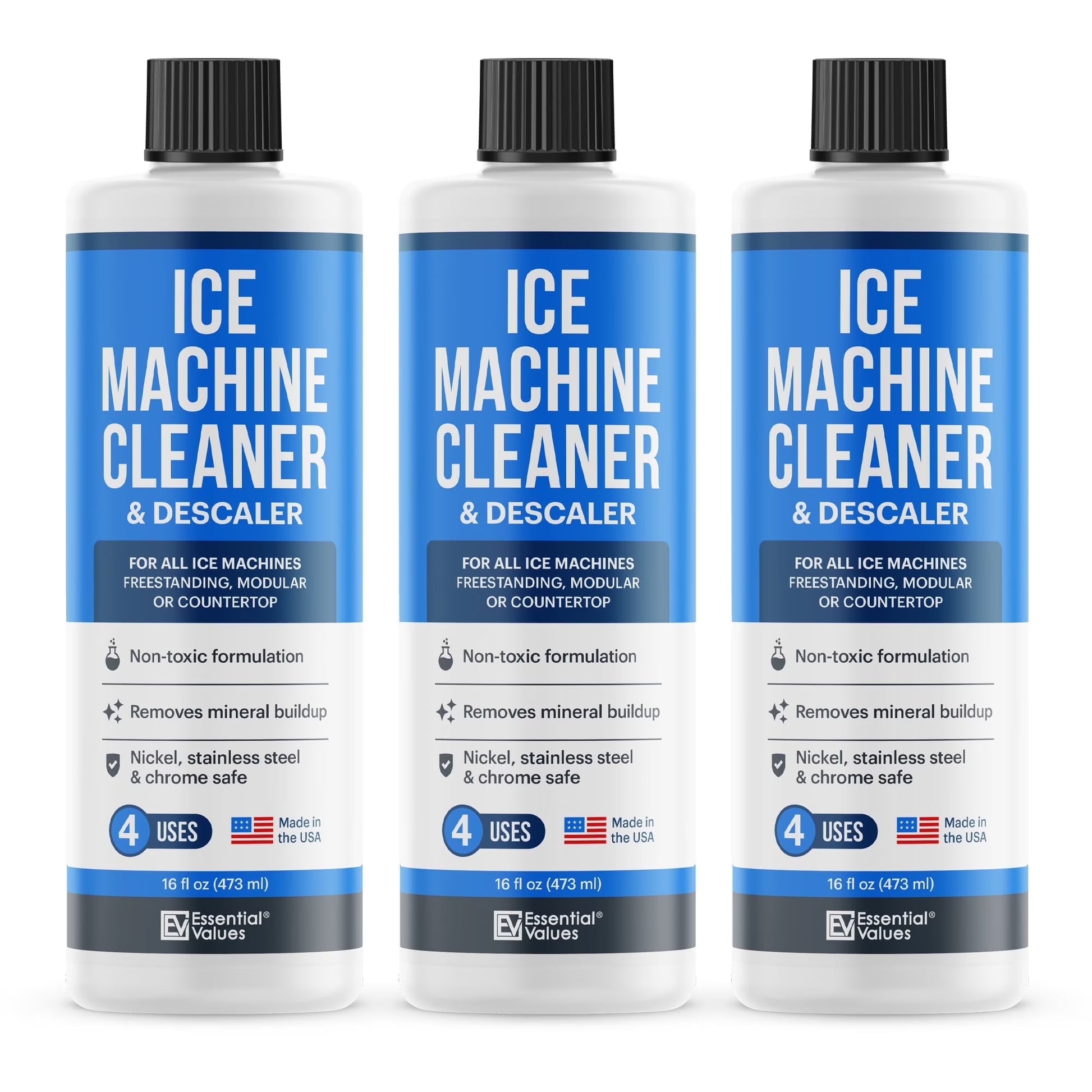 3-Pack Ice Machine Cleaner and Descaler - Concentrate Kitchen Cleaner Kit, Fragrance Free, 16 Fl Oz, 3 Count