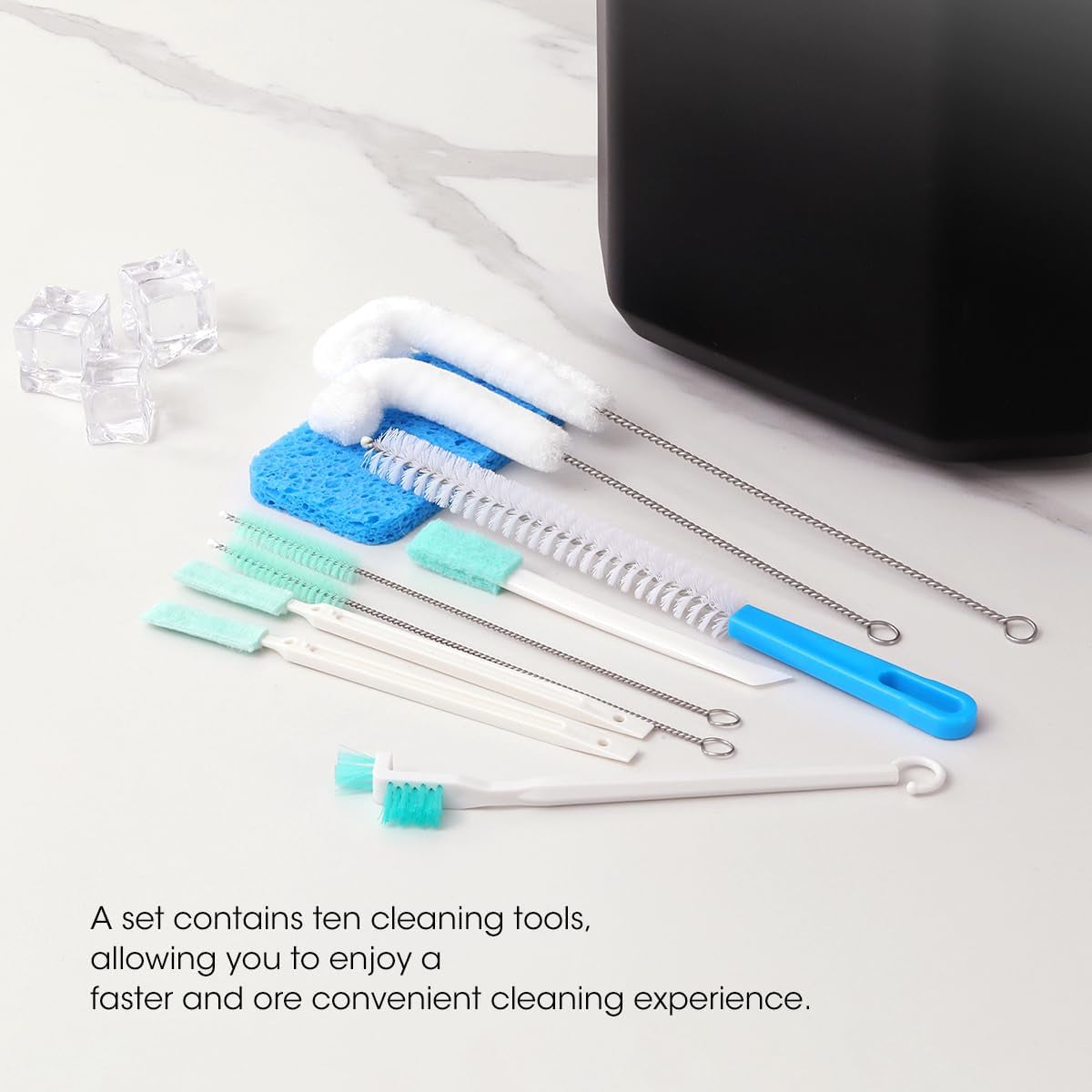AIEVE Ice Machine Cleaner Brush Sets, 10 Pcs Ice Maker Cleaner Tools Kits with C